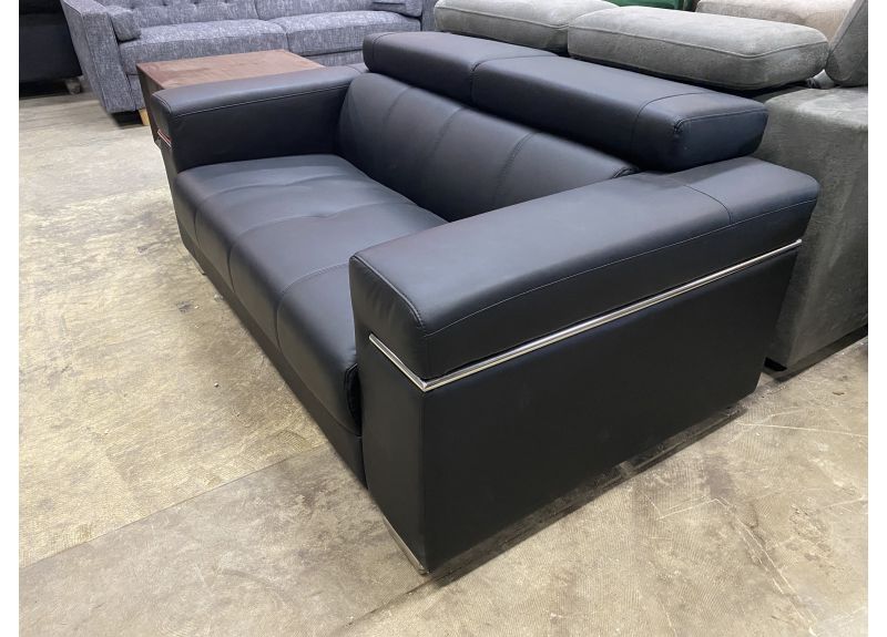 Anastasia Black Leather 2 Seater Lounge Suite - Floor Stock